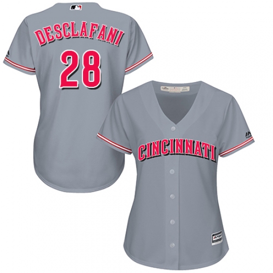 Women's Majestic Cincinnati Reds #28 Anthony DeSclafani Authentic Grey Road Cool Base MLB Jersey - Ujersey