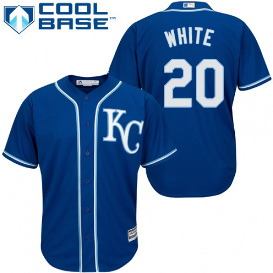 Men's Majestic Kansas City Royals #20 Frank White Replica Blue Alternate 2 Cool Base MLB Jersey - Ujersey