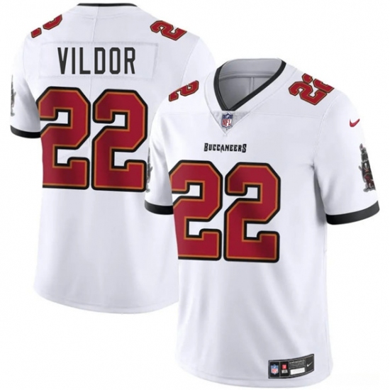 Men's Tampa Bay Buccaneers #22 Kindle Vildor White 2025 Vapor Limited Football Stitched Jersey - Ujersey