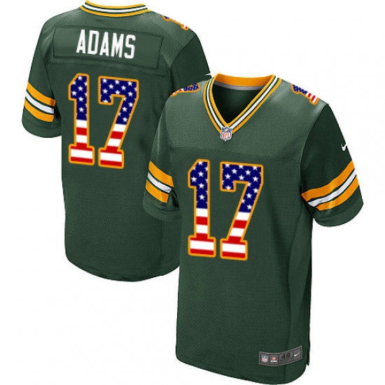 Men's Nike Green Bay Packers #17 Davante Adams Elite Green Home USA Flag Fashion NFL Jersey - ujerseystore
