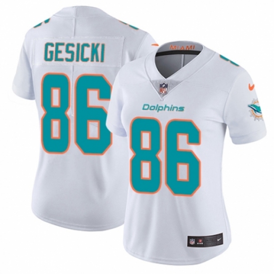 Women's Nike Miami Dolphins #86 Mike Gesicki White Vapor Untouchable Limited Player NFL Jersey - Ujersey