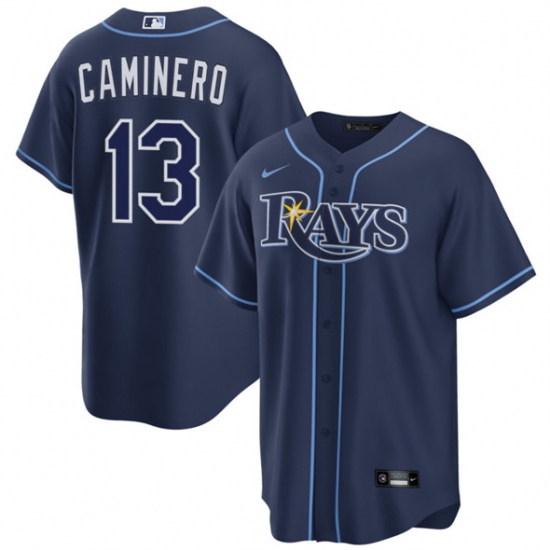 Men's Tampa Bay Rays #13 Junior Caminero Navy Cool Base Stitched Baseball Jersey - Ujersey