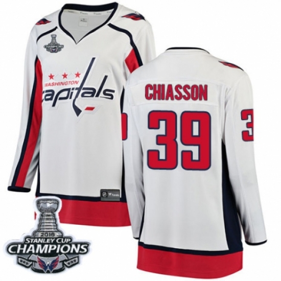 Women's Washington Capitals #39 Alex Chiasson Fanatics Branded White Away Breakaway 2018 Stanley Cup Final Champions NHL Jersey - Ujersey