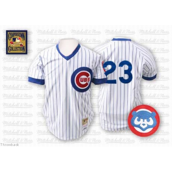 Men's Mitchell and Ness Chicago Cubs #23 Ryne Sandberg Authentic White Throwback MLB Jersey - Ujersey
