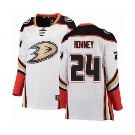 Women's Anaheim Ducks #24 Carter Rowney Authentic White Away Fanatics Branded Breakaway NHL Jersey - Ujersey