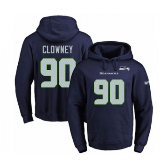 Football Men's Seattle Seahawks #90 Jadeveon Clowney Navy Blue Name & Number Pullover Hoodie - Ujersey