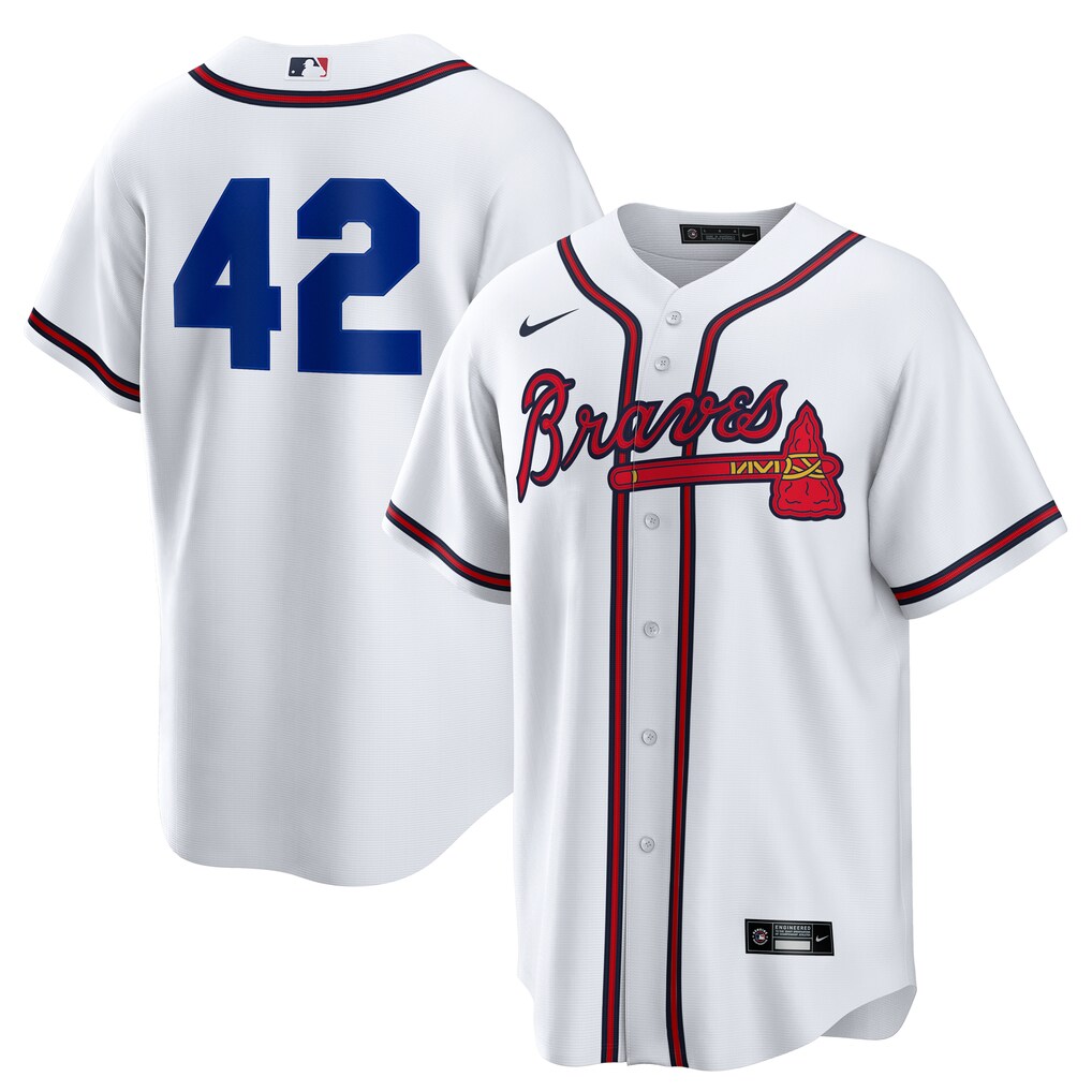 Men's Atlanta Braves Nike White Home  2025 Jackie Robinson Day Replica Jersey - Ujersey NHL