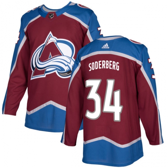 Men's Adidas Colorado Avalanche #34 Carl Soderberg Authentic Burgundy Red Home NHL Jersey - Ujersey