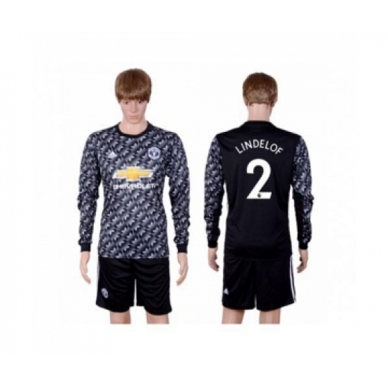 Manchester United #2 Lindelof Black Long Sleeves Soccer Club Jersey