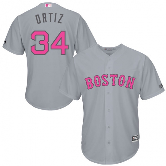 Men's Majestic Boston Red Sox #34 David Ortiz Replica Grey 2016 Mother's Day Cool Base MLB Jersey - Ujersey