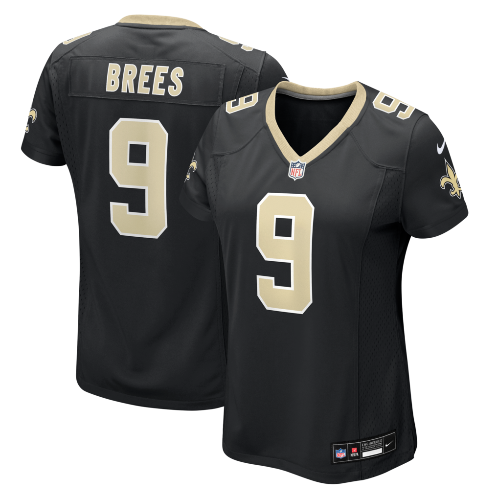 Women's New Orleans Saints Drew Brees Nike Black Team Game Jersey - ujerseystore
