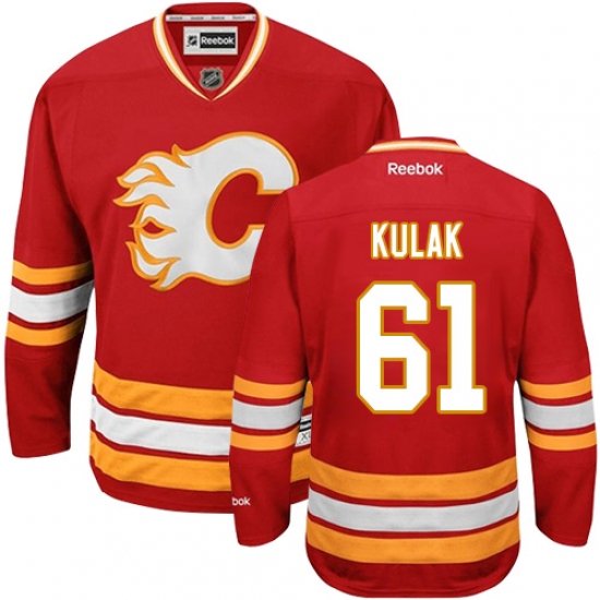 Men's Reebok Calgary Flames #61 Brett Kulak Premier Red Third NHL Jersey - Ujersey