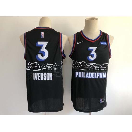 Men's Philadelphia 76ers #3 Dana Barros Nike Black 2020-21 Swingman Jersey - Ujersey