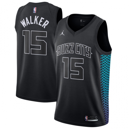 Youth Nike Jordan Charlotte Hornets #15 Kemba Walker Swingman Black NBA Jersey - City Edition - Ujersey