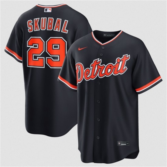 Men's Detroit Tigers #29 Tarik Skubal Navy Alternate Stitched Baseball Jersey - Ujersey