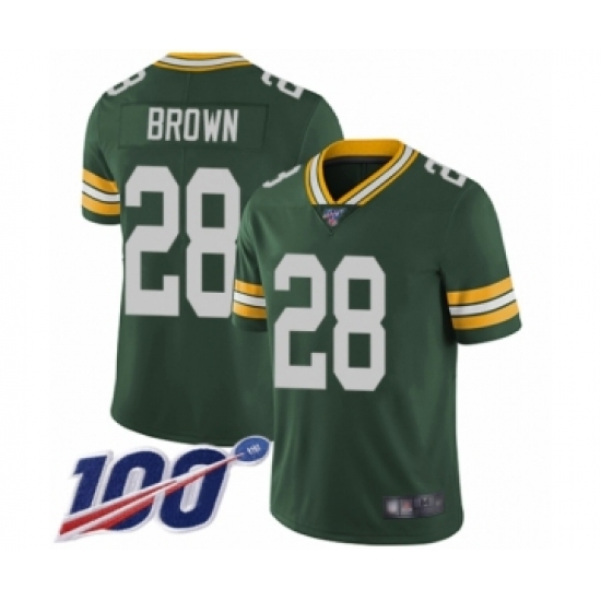 Men's Green Bay Packers #28 Tony Brown Green Team Color Vapor Untouchable Limited Player 100th Season Football Jersey - Ujersey