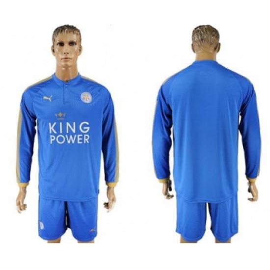 Leicester City Blank Home Long Sleeves Soccer Club Jersey