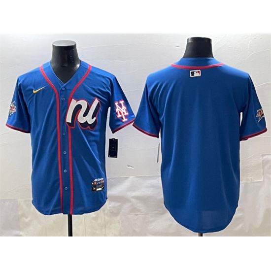 Men's National League New York Mets Blank Blue 2025 All-Star Edition Limited Stitched Baseball Jersey - Ujersey