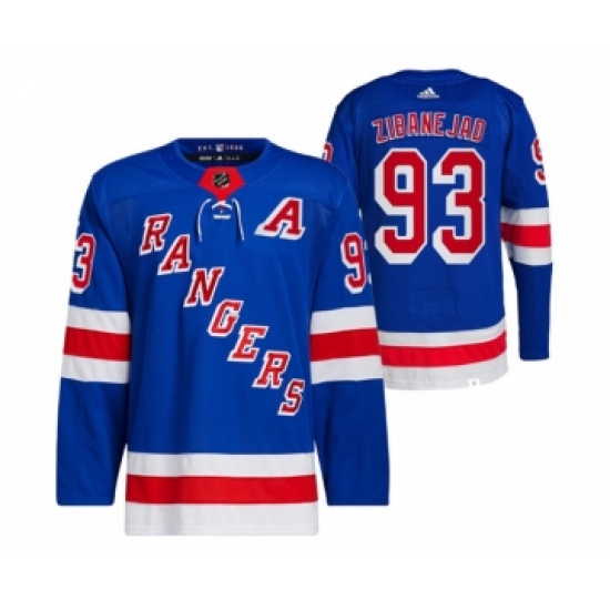 Men's New York Rangers #93 Mika Zibanejad Blue Stitched Jersey - Ujersey