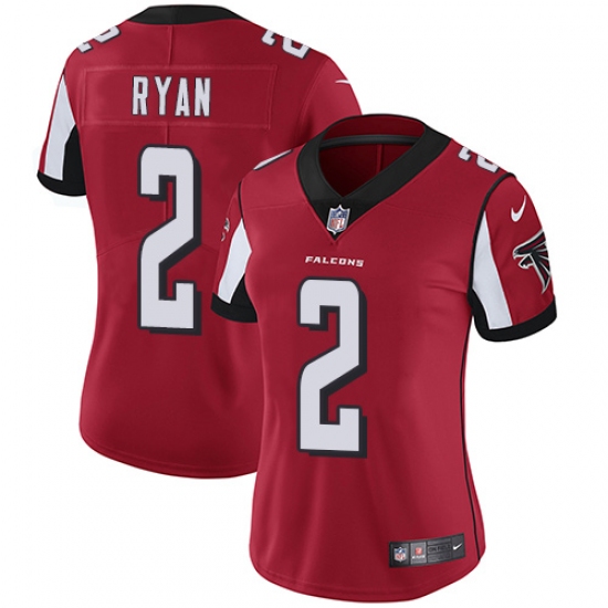 Women's Nike Atlanta Falcons #2 Matt Ryan Red Team Color Vapor Untouchable Limited Player NFL Jersey - Ujersey