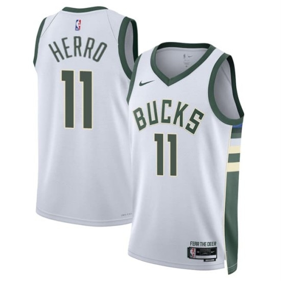 Men's Milwaukee Bucks #11 Tyler Herro White 2026 Association Edition Stitched Basketball Jersey - Ujersey