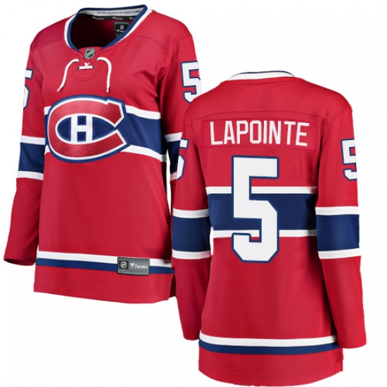 Women's Montreal Canadiens #5 Guy Lapointe Authentic Red Home Fanatics Branded Breakaway NHL Jersey