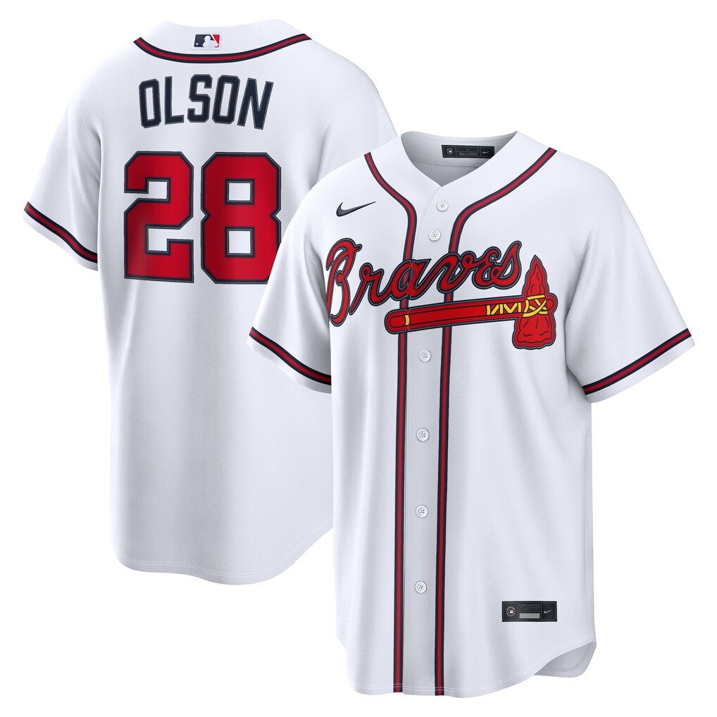 Men's Atlanta Braves Matt Olson Nike White Home Replica Jersey - SUjersey01