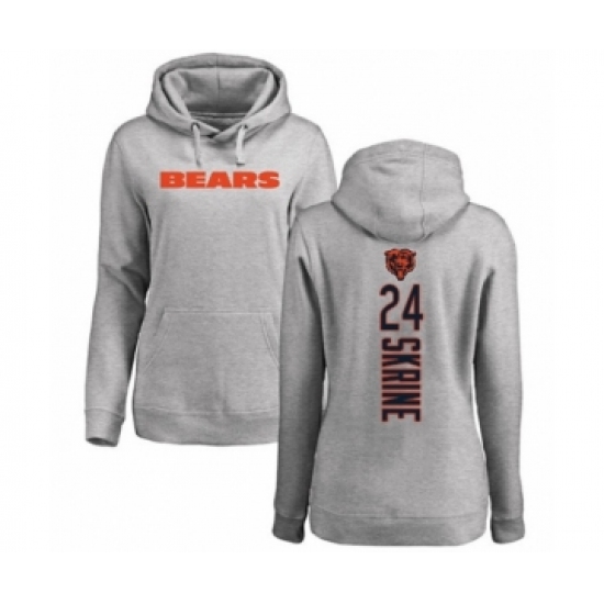 Football Women's Chicago Bears #24 Buster Skrine Ash Backer Pullover Hoodie - Ujersey