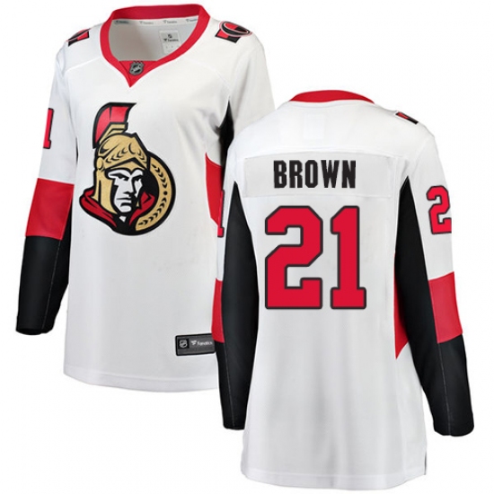 Women's Ottawa Senators #21 Logan Brown Fanatics Branded White Away Breakaway NHL Jersey - Ujersey