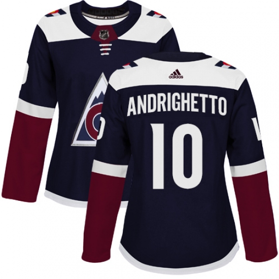 Women's Adidas Colorado Avalanche #10 Sven Andrighetto Authentic Navy Blue Alternate NHL Jersey - Ujersey