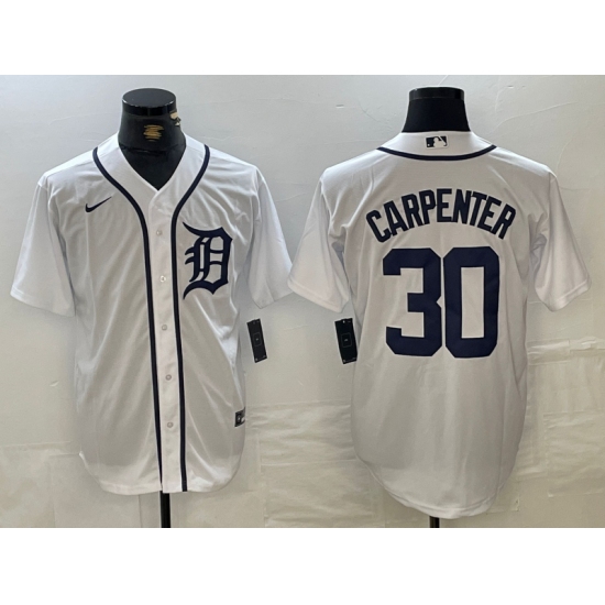 Men's Detroit Tigers #30 Kerry Carpenter White Cool Base Stitched Jersey - Ujersey