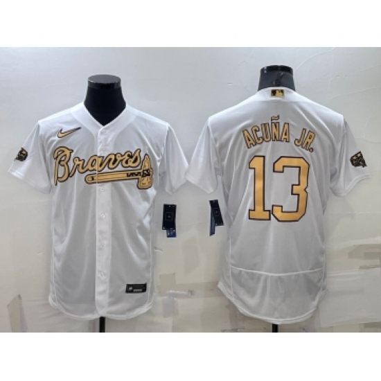 Men's Atlanta Braves #13 Ronald Acuna Jr White 2022 All Star Stitched Flex Base Nike Jersey - Ujersey