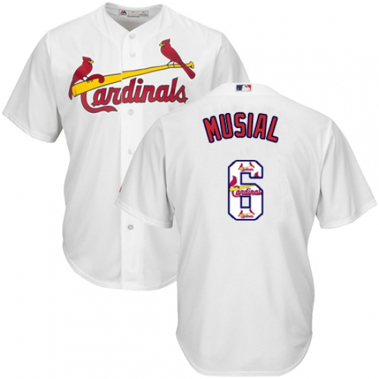 Men's Majestic St. Louis Cardinals #6 Stan Musial Authentic White Team Logo Fashion Cool Base MLB Jersey - Ujersey