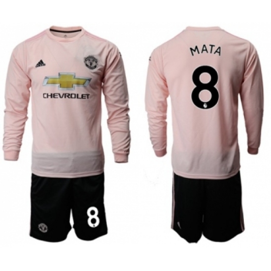 Manchester United #8 Mata Away Long Sleeves Soccer Club Jersey