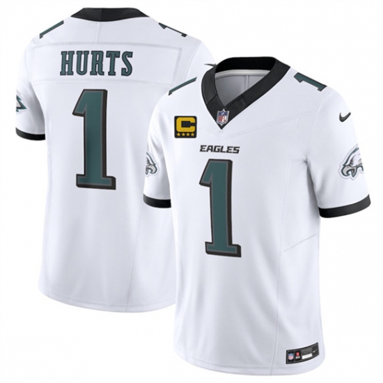 Men's Philadelphia Eagles #1 Jalen Jurts White 2025 F.U.S.E. With 4-Star C Vapor Untouchable Limited Football Stitched Jersey