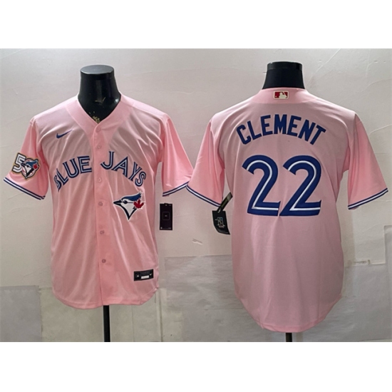 Men's Toronto Blue Jays #22 Ernie Clement Pink 50 Seasons Stitched Baseball Jersey - Ujersey