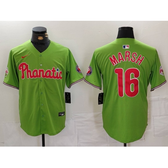 Men's Philadelphia Phillies #16 Brandon Marsh Green With Stitched Cool Base Nike Jersey - Ujersey