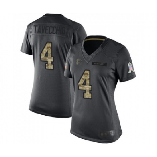 Women's Atlanta Falcons #4 Giorgio Tavecchio Limited Black 2016 Salute to Service Football Jersey - Ujersey