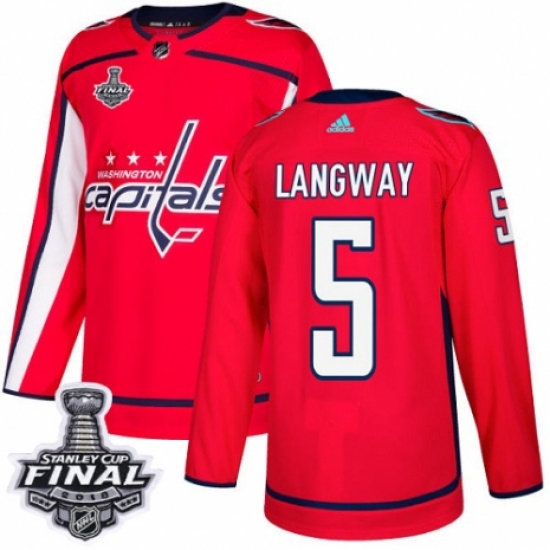 Men's Adidas Washington Capitals #5 Rod Langway Premier Red Home 2018 Stanley Cup Final NHL Jersey - Ujersey