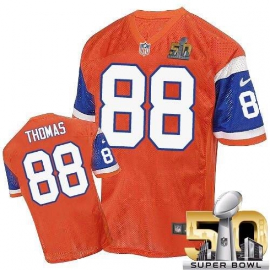 Men's Nike Denver Broncos #88 Demaryius Thomas Elite Orange Throwback Super Bowl 50 Bound NFL Jersey - Ujersey