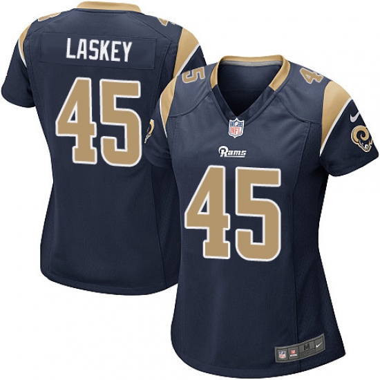 Women's Nike Los Angeles Rams #45 Zach Laskey Game Navy Blue Team Color NFL Jersey - Ujersey