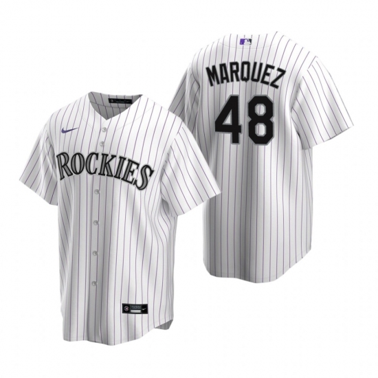 Men's Nike Colorado Rockies #48 German Marquez White Home Stitched Baseball Jersey - Ujersey