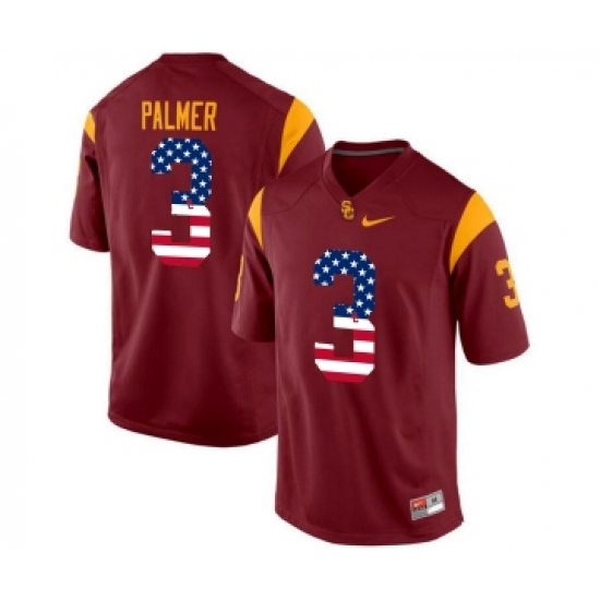 USC Trojans 3 Carson Palmer Red USA Flag College Football Jersey - Ujersey