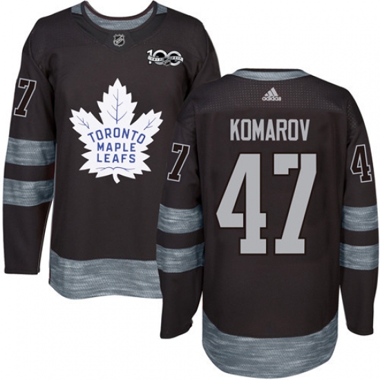 Men's Adidas Toronto Maple Leafs #47 Leo Komarov Authentic Black 1917-2017 100th Anniversary NHL Jersey - Ujersey