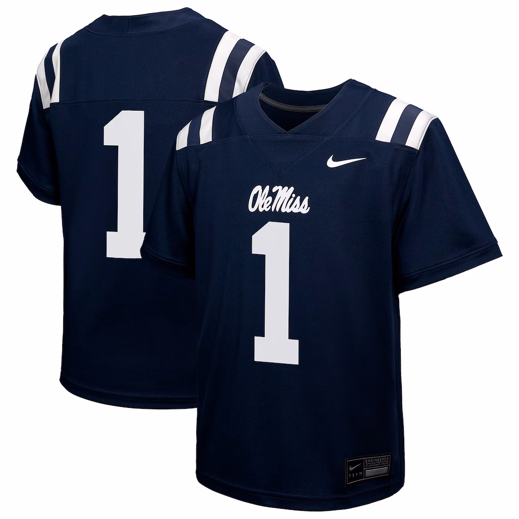 Youth Nike #1 Navy Ole Miss Rebels Untouchable Replica Game Jersey