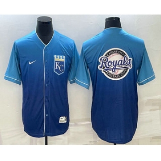 Men's Kansas City Royals Big Logo Nike Blue Fade Stitched Jersey - Ujersey