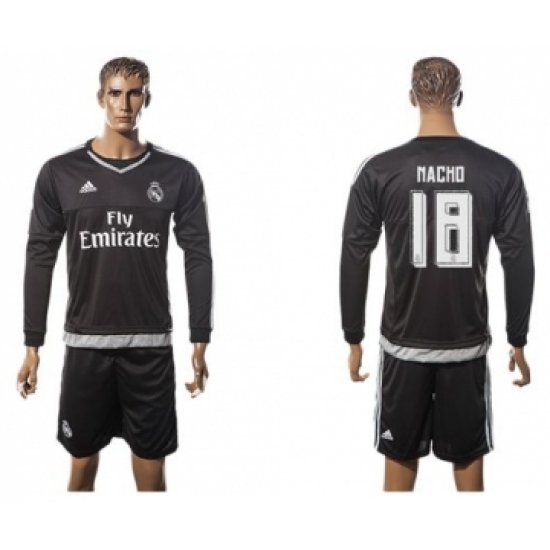 Real Madrid #18 Nacho Black Long Sleeves Soccer Club Jersey