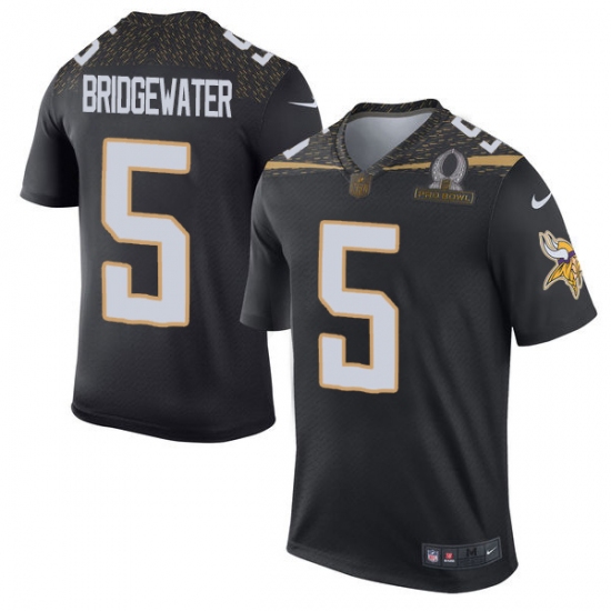 Men's Nike Minnesota Vikings #5 Teddy Bridgewater Elite Black Team Irvin 2016 Pro Bowl NFL Jersey - Ujersey