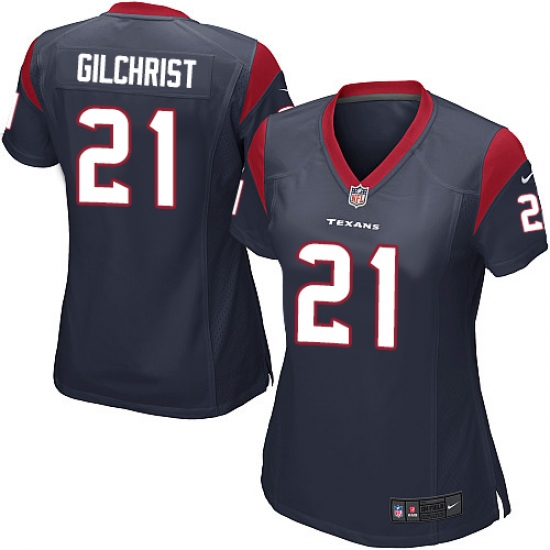 Women's Nike Houston Texans #21 Marcus Gilchrist Game Navy Blue Team Color NFL Jersey