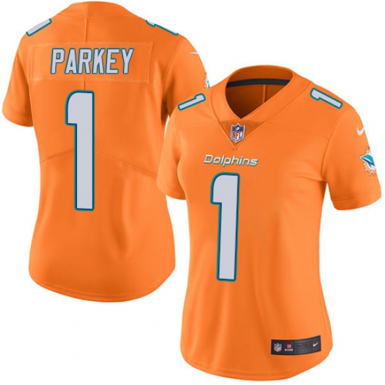 Women's Nike Miami Dolphins #1 Cody Parkey Limited Orange Rush Vapor Untouchable NFL Jersey - Ujersey